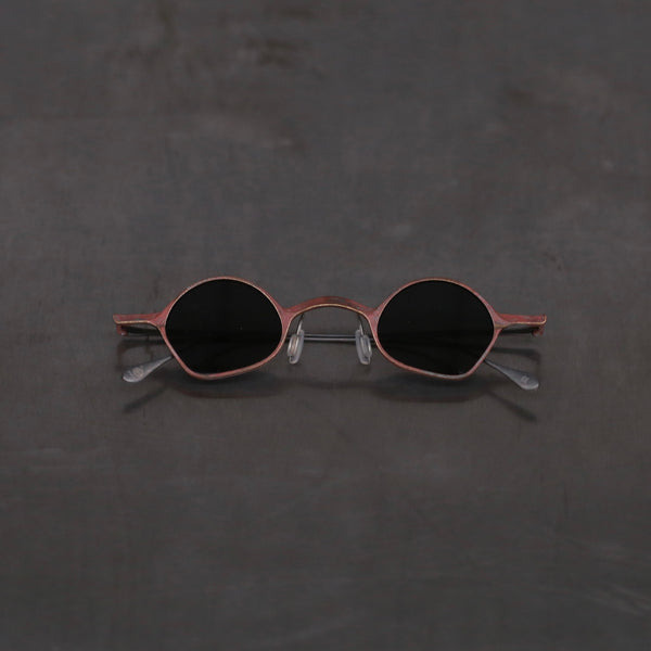 Rigards copper titanium hand-polished shaped frame glasses RG1923CU series RG-RG1923CU-XSSH rust frame dark gray lenses